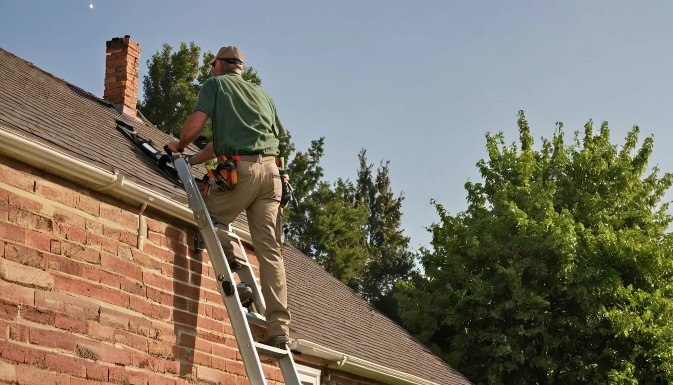 A friendly local provider checking a home's roof edge for animal entry points in Arlington
